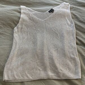 Silver Ribbed Sleeveless Tank Top